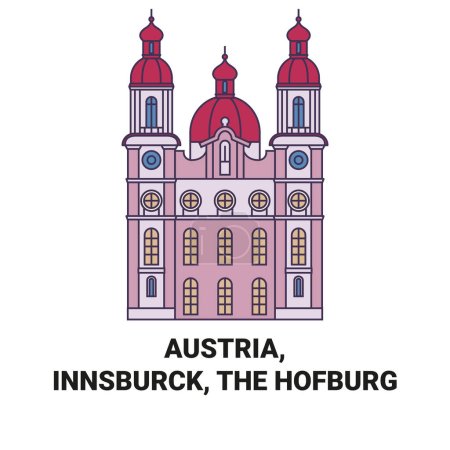 Téléchargez les illustrations : Autriche, Innsburck, L'illustration vectorielle de la ligne de repère de voyage Hofburg - en licence libre de droit