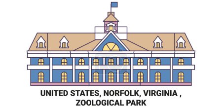 Illustration for United States, Norfolk, Virginia , Zoological Park travel landmark line vector illustration - Royalty Free Image