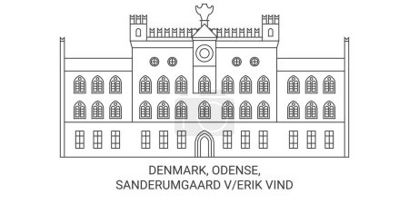 Ilustración de Dinamarca, Odense, Sanderumgaard Verik Vind recorrido hito línea vector ilustración - Imagen libre de derechos