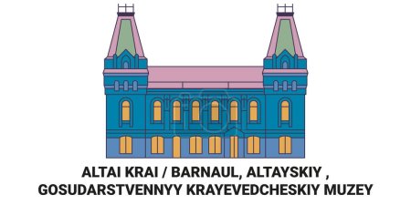 Ilustración de Rusia, Barnaul, Altayskiy, Gosudarstvennyy Krayevedcheskiy Muzey viaje hito línea vector ilustración - Imagen libre de derechos