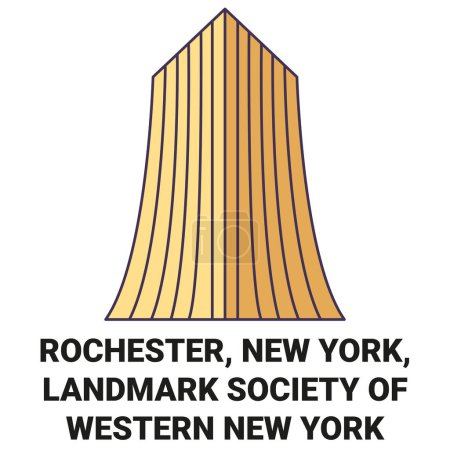 Téléchargez les illustrations : États-Unis, Rochester, New York, Landmark Society Of Western New York illustration vectorielle de ligne de voyage historique - en licence libre de droit