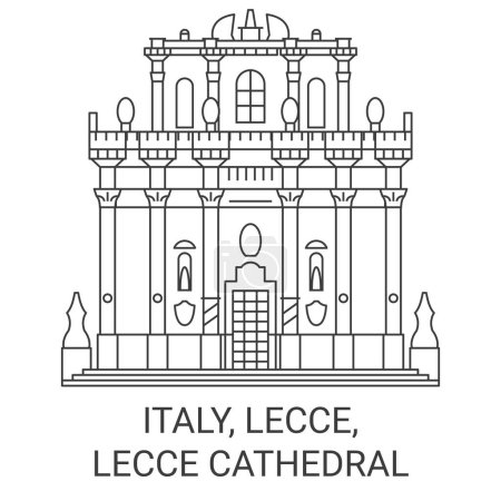 Ilustración de Italia, Lecce, Catedral de Lecce recorrido hito línea vector ilustración - Imagen libre de derechos