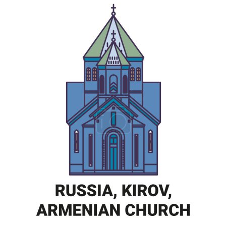 Illustration for Russia, Kirov, Armenian Church travel landmark line vector illustration - Royalty Free Image