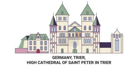 Illustration for Germany, Trier, High Cathedral Of Saint Peter In Trier travel landmark line vector illustration - Royalty Free Image