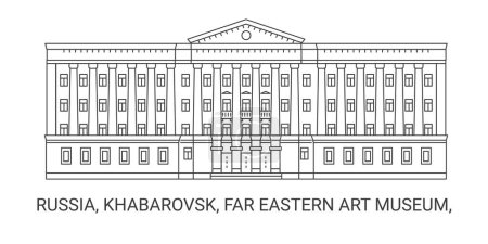 Ilustración de Rusia, Jabárovsk, Museo de Arte del Lejano Oriente, la línea de referencia de viaje vector ilustración - Imagen libre de derechos