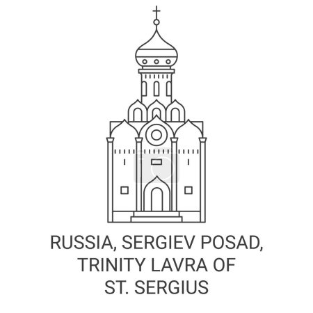 Illustration for Russia, Sergiev Posad, Trinity Lavra Of St. Sergius travel landmark line vector illustration - Royalty Free Image