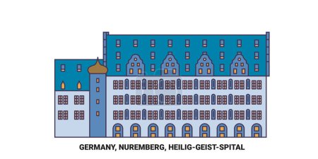 Illustration for Germany, Nuremberg, Heiliggeistspital travel landmark line vector illustration - Royalty Free Image
