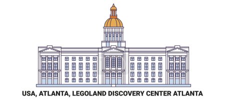 Ilustración de EE.UU., Atlanta, Legoland Discovery Center Atlanta, línea de referencia de viaje vector ilustración - Imagen libre de derechos