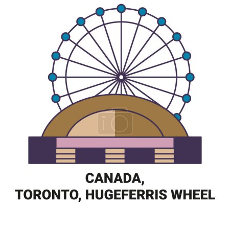 Illustration for Canada, Toronto, Hugeferris Wheel travel landmark line vector illustration - Royalty Free Image