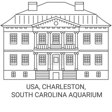 Illustration for Usa, Charleston, South Carolina Aquarium travel landmark line vector illustration - Royalty Free Image