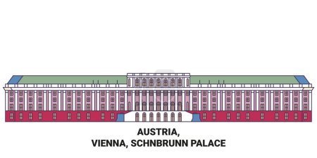 Illustration for Austria, Vienna, Schnbrunn Palace travel landmark line vector illustration - Royalty Free Image