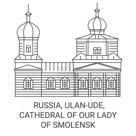 Téléchargez les illustrations : Russie, Ulanude, Cathédrale Notre-Dame de Smolensk voyages illustration vectorielle ligne historique - en licence libre de droit