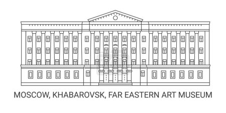 Ilustración de Rusia, Moscú, Jabárovsk, Museo de Arte del Lejano Oriente, la línea de referencia de viaje vector ilustración - Imagen libre de derechos