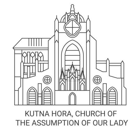 Illustration for Czech Republic, Kutna Hora, Church Of The Assumption Of Our Lady travel landmark line vector illustration - Royalty Free Image