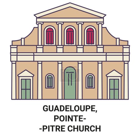 Illustration for Guadeloupe, Pointepitre Church travel landmark line vector illustration - Royalty Free Image
