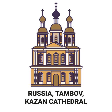 Ilustración de Rusia, Tambov, Kazan Catedral de viaje hito línea vector ilustración - Imagen libre de derechos