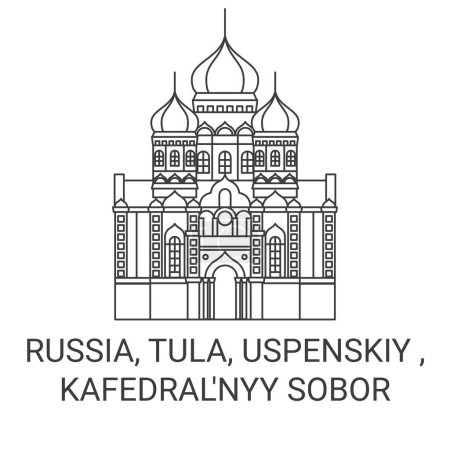 Téléchargez les illustrations : Russie, Tula, Uspenskiy, Kafedralnyy Illustration vectorielle de ligne de voyage Sobor - en licence libre de droit