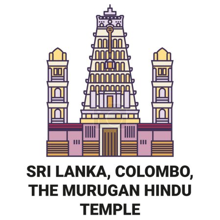 Illustration for Sri Lanka, Colombo, The Murugan Hindu Temple travel landmark line vector illustration - Royalty Free Image