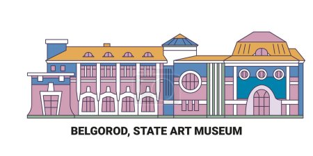 Illustration for Serbia, Belgorod, State Art Museum travel landmark line vector illustration - Royalty Free Image