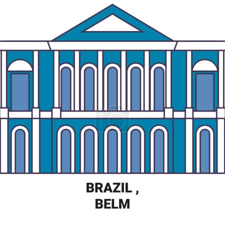 Téléchargez les illustrations : Brésil, Belm Travel illustration vectorielle de ligne de repère - en licence libre de droit