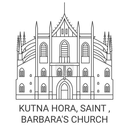 Illustration for Czech Republic, Kutna Hora, Saint , Barbaras Church travel landmark line vector illustration - Royalty Free Image