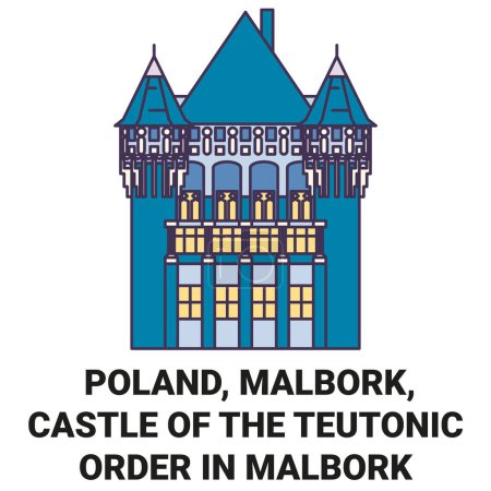 Ilustración de Polonia, Malbork, Castillo de la Orden Teutónica En Malbork viaje hito línea vector ilustración - Imagen libre de derechos