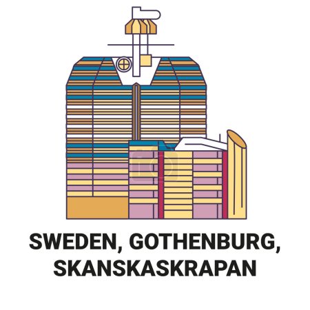 Ilustración de Suecia, Gotemburgo, Skanskaskrapan viaje hito línea vector ilustración - Imagen libre de derechos