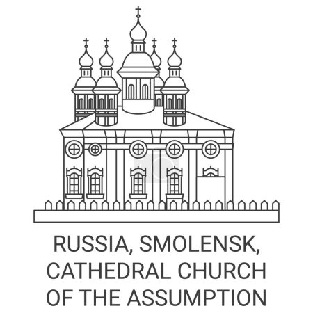 Téléchargez les illustrations : Russie, Smolensk, Cathédrale Eglise de l'Assomption Voyage illustration vectorielle ligne historique - en licence libre de droit