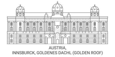 Ilustración de Austria, Innsburck, Goldenes Dachl Golden Roof recorrido hito línea vector ilustración - Imagen libre de derechos