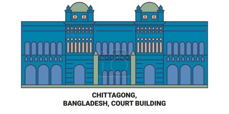 Ilustración de Bangladesh, Chittagong, Corte edificio de viaje hito línea vector ilustración - Imagen libre de derechos
