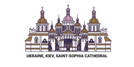 Ucrania, Kiev, Catedral de Saintsophia recorrido hito línea vector ilustración