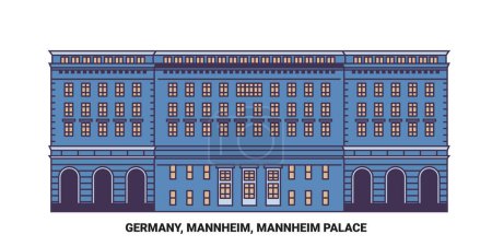 Illustration for Germany, Mannheim, Mannheim Palace travel landmark line vector illustration - Royalty Free Image
