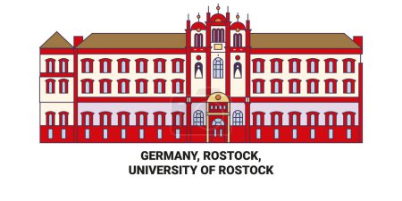Illustration for Germany, Rostock, University Of Rostock travel landmark line vector illustration - Royalty Free Image