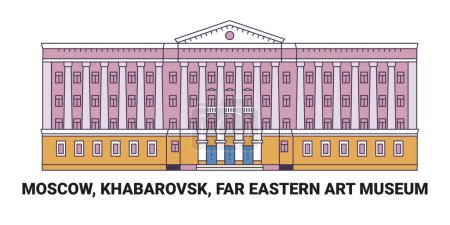 Illustration for Russia, Moscow, Khabarovsk, Far Eastern Art Museum, travel landmark line vector illustration - Royalty Free Image