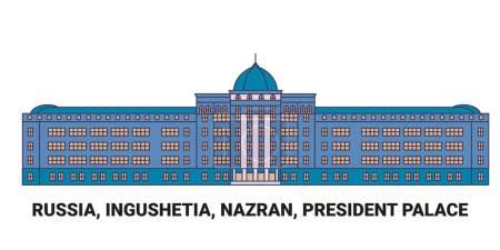 Ilustración de Rusia, Ingushetia, Nazran, Palacio del Presidente, la línea de referencia de viaje vector ilustración - Imagen libre de derechos