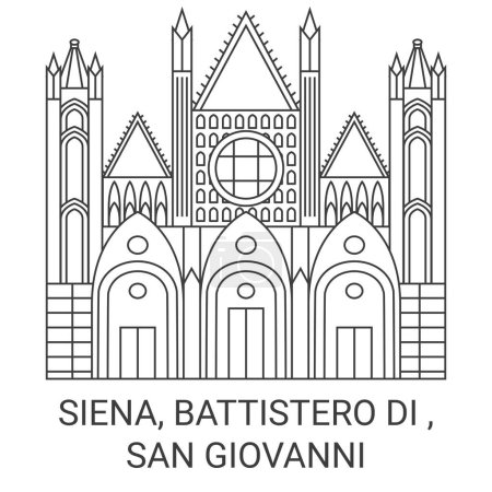 Ilustración de Italia, Siena, Battistero Di, San Giovanni viaje hito línea vector ilustración - Imagen libre de derechos