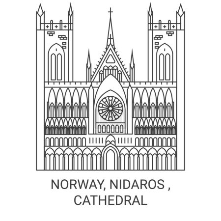 Norway, Nidaros , Cathedral travel landmark line vector illustration