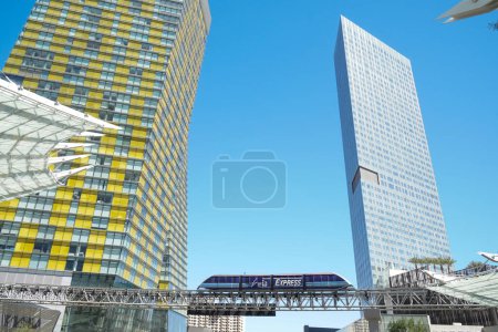 Photo for The Aria Express Shuttle, quietly ferries crowds of visitors toward the high end shops and hotel entrance. - Royalty Free Image