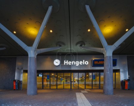 Photo for HENGELO, NETHERLANDS - MAY 2, 2023: Hengelo railway station exterior.  The station was opened on 18 october 1865 and it underwent a major renovation in 2010. - Royalty Free Image
