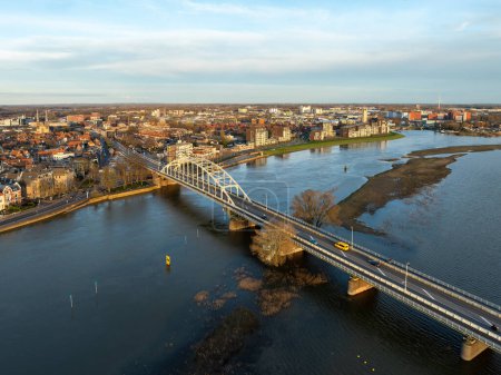 Wilhelmina bridge over the IJssel river in Deventer, Netherlands