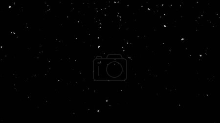 Abstract animation of falling snow particles, snowflakes with transparent alpha channel, for overlaying on video