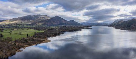 Photo for Aerial view panorama looking south east of Bassenthwaite and Skiddaw in the Lake District - Royalty Free Image