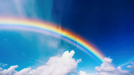 Foto de Fantástica Vivid Rainbow Vista del cielo Hermoso cielo y nubes con fondo de arco iris. - Imagen libre de derechos