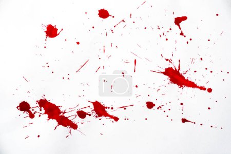 Téléchargez les photos : Blood splatters. Red blots of watercolor Realistic bloody splatters for Halloween Drop of blood concept - en image libre de droit