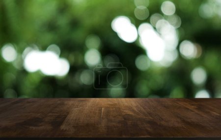 Photo for Wood Table Top in Blur Background room interior with empty copy space - Royalty Free Image