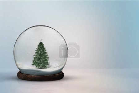 Weihnachten Hintergrund in einem Schneeball. Schneeball mit Weihnachten auf einem einfachen weißen Hintergrund.