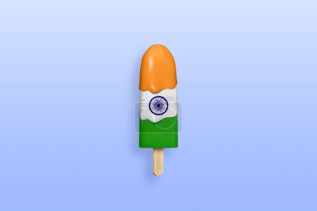 Téléchargez les photos : Creative concept of Indian tricolor flag created on icecream kulfi. Republic day of India. Independence day of India. - en image libre de droit