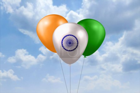 Téléchargez les photos : Creative concept of Indian tricolor flag created using balloons. Republic day of India. Independence day of India. - en image libre de droit