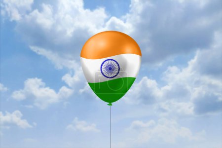 Foto de Creative concept of Indian tricolor flag created on balloon. Republic day of India. Independence day of India. - Imagen libre de derechos