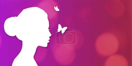 Photo for International women's day Illustration on pink background. Greeting for 8 March Happy Womens Day & 25 November International Day for the Elimination of Violence against Women. - Royalty Free Image